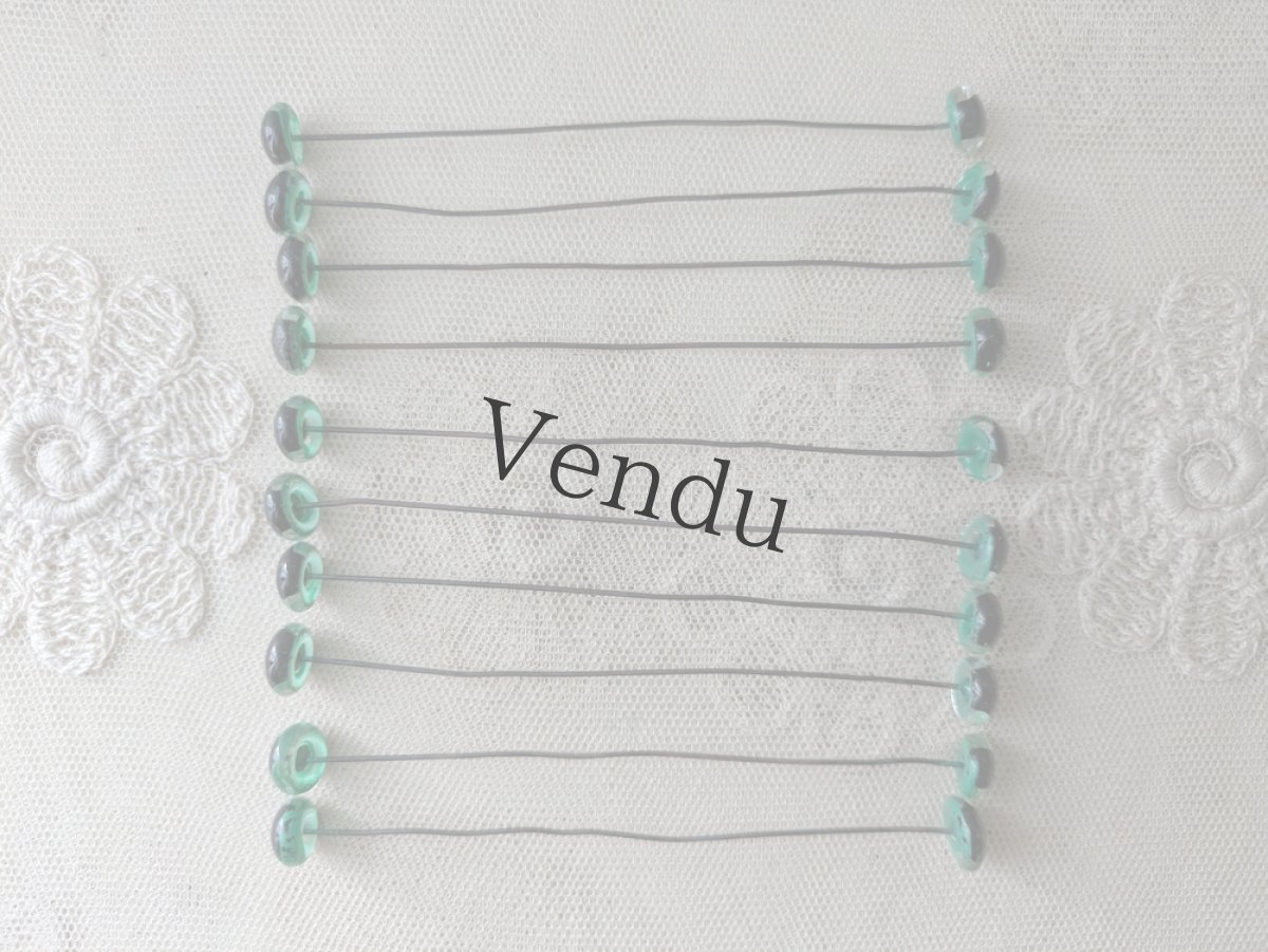 画像2: フランスヴィンテージ グラスアイ 5本セット／グリーン10.5mm (2)