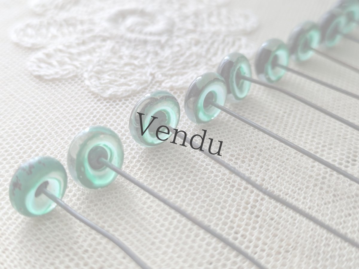 画像3: フランスヴィンテージ グラスアイ 5本セット／グリーン10.5mm (3)