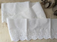 画像1: フランスヴィンテージ 刺繍スカラップレース 96cm (1)
