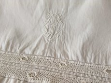 画像3: フランスヴィンテージ　CHイニシャル刺繍入り リネンシーツ (3)