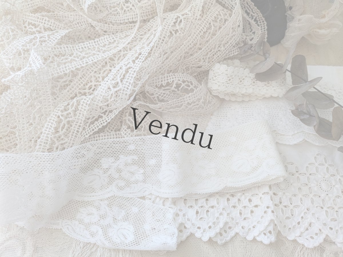 画像5: フランスヴィンテージ 刺繍スカラップレース 96cm (5)