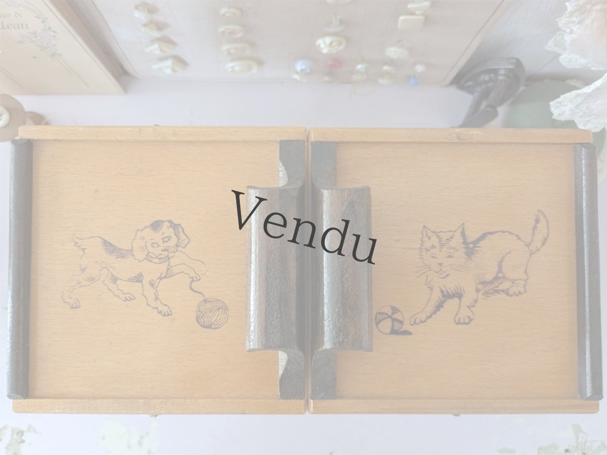 画像13: フランスヴィンテージ　木製2段式 お裁縫箱  (13)