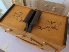 画像12: フランスヴィンテージ　木製2段式 お裁縫箱  (12)