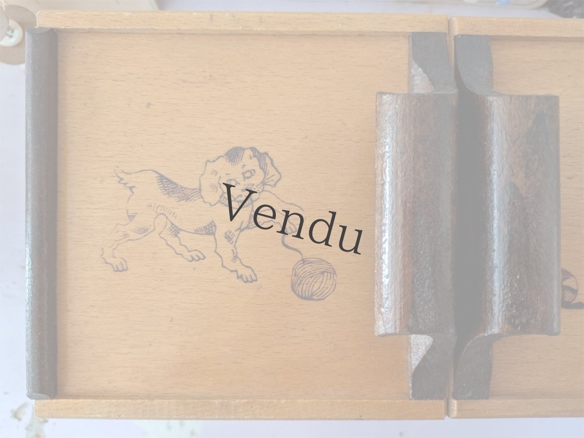 画像14: フランスヴィンテージ　木製2段式 お裁縫箱  (14)