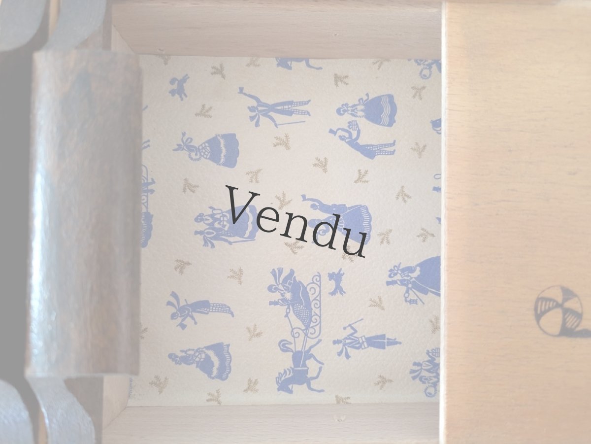 画像10: フランスヴィンテージ　木製2段式 お裁縫箱  (10)