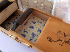 画像7: フランスヴィンテージ　木製2段式 お裁縫箱  (7)