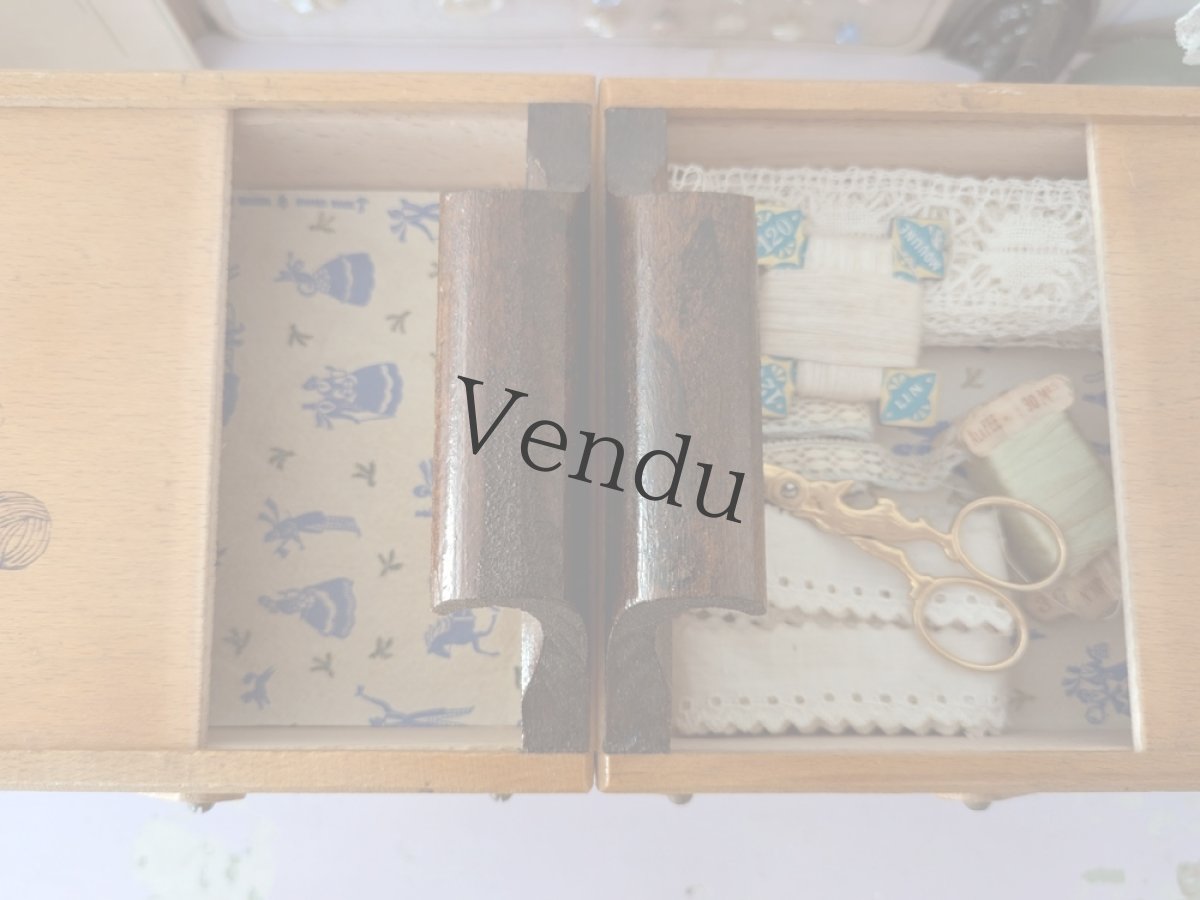 画像3: フランスヴィンテージ　木製2段式 お裁縫箱  (3)