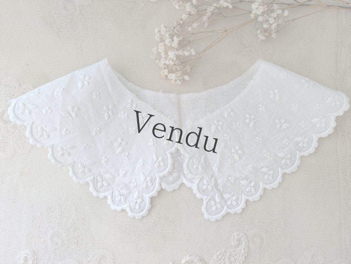 画像1: フランスヴィンテージ　刺繍つけ襟 (1)