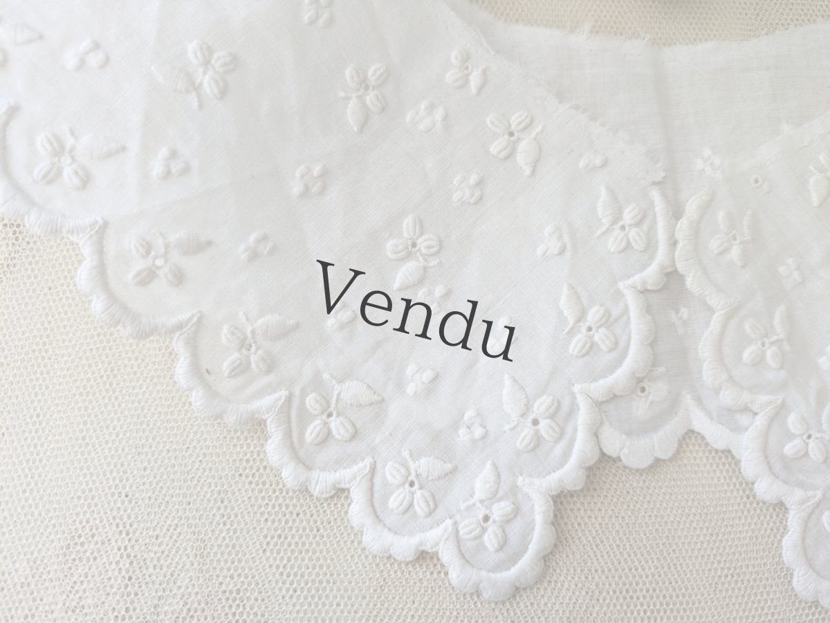 画像2: フランスヴィンテージ　刺繍つけ襟 (2)
