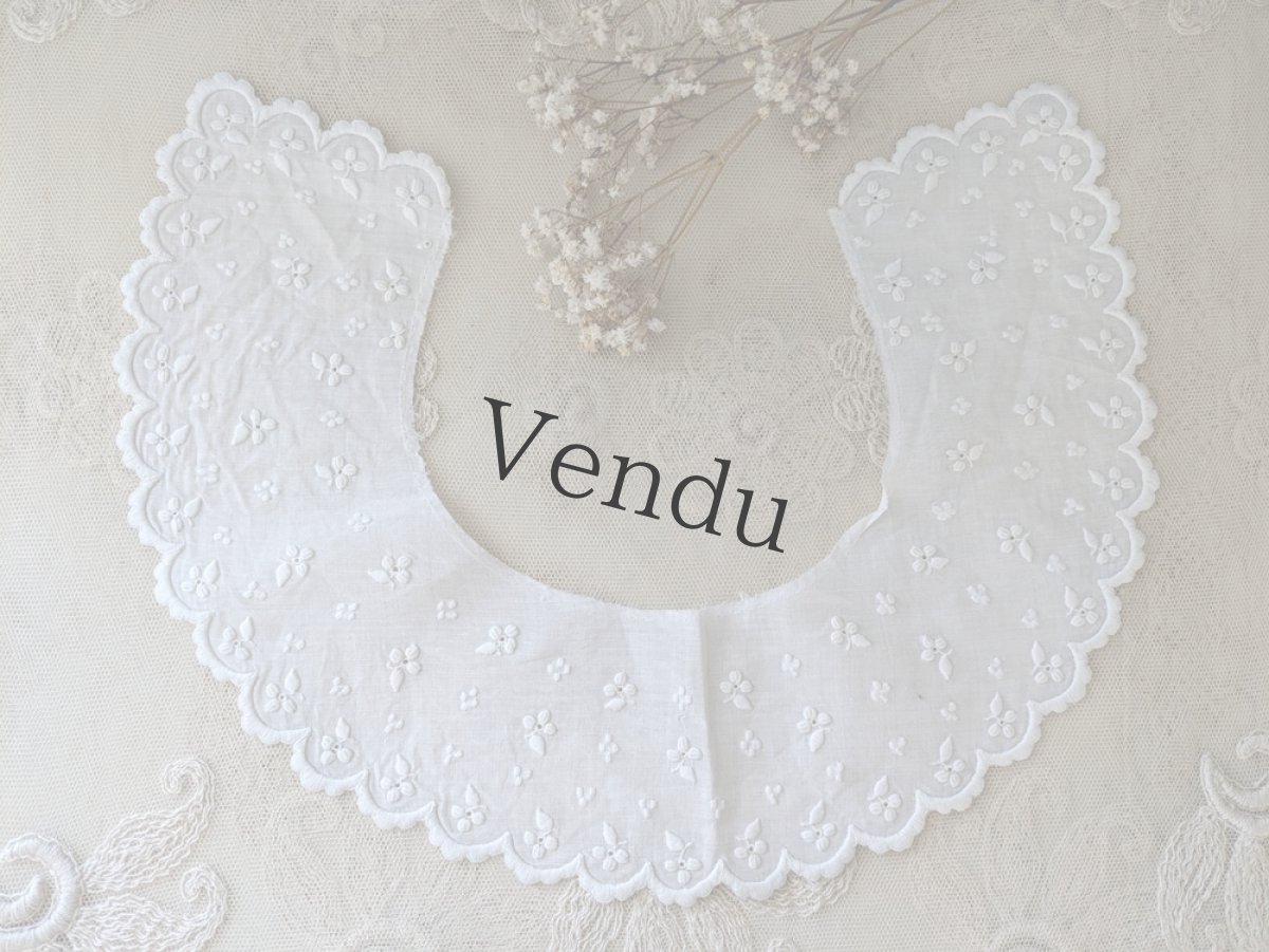 画像3: フランスヴィンテージ　刺繍つけ襟 (3)