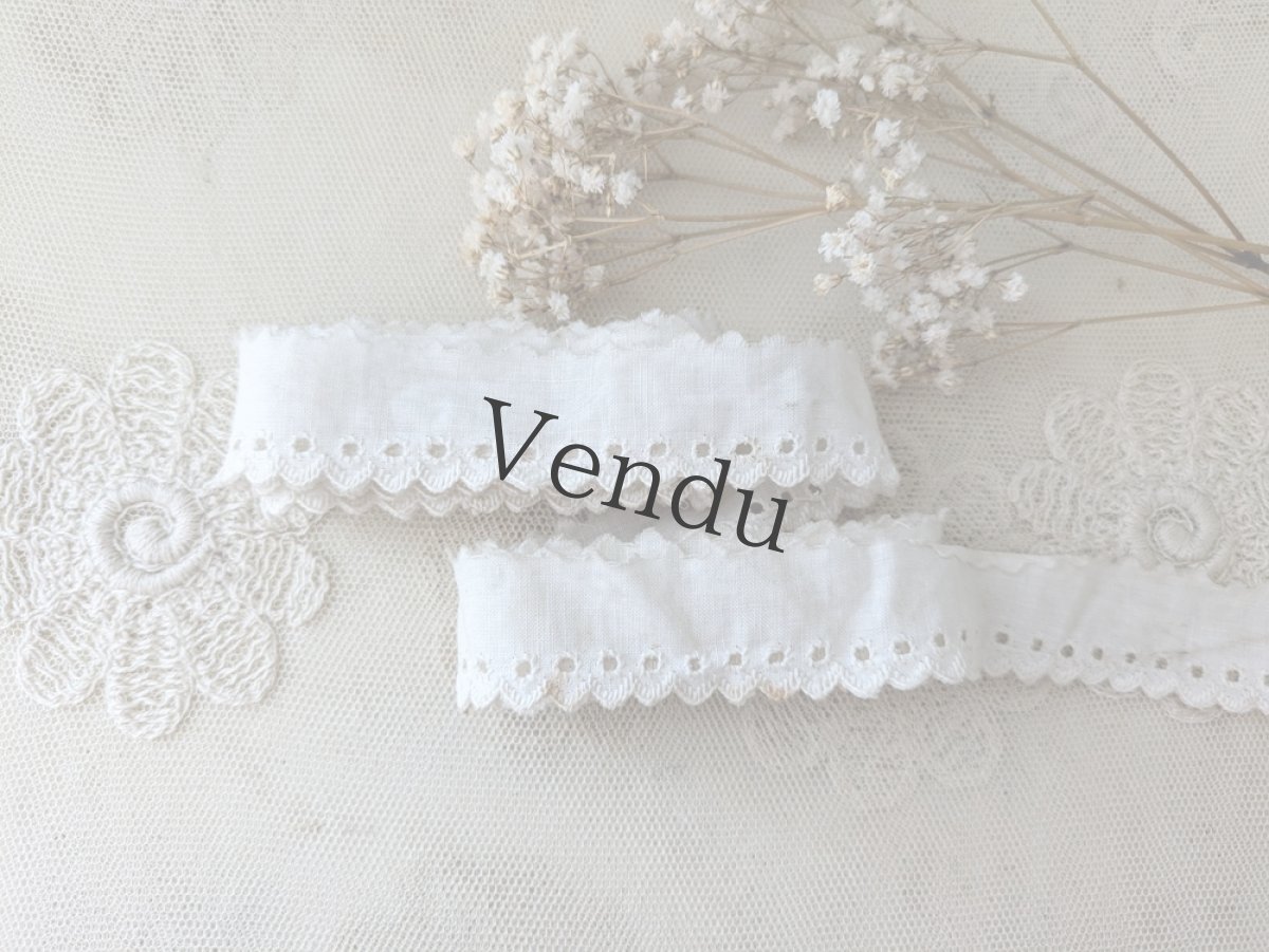 画像4: フランスヴィンテージ 刺繍スカラップレース 178cm (4)