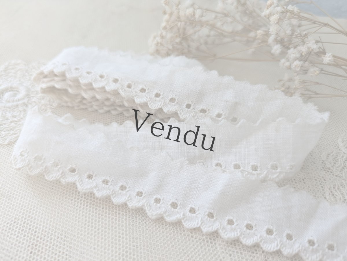 画像2: フランスヴィンテージ 刺繍スカラップレース 178cm (2)