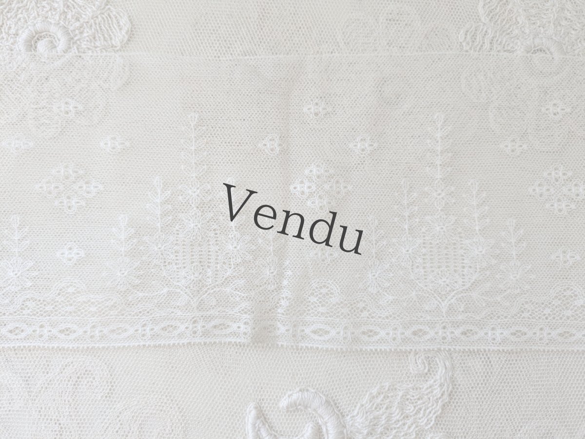 画像3: フランスヴィンテージ 幅広チュール刺繍レース 103cm (3)
