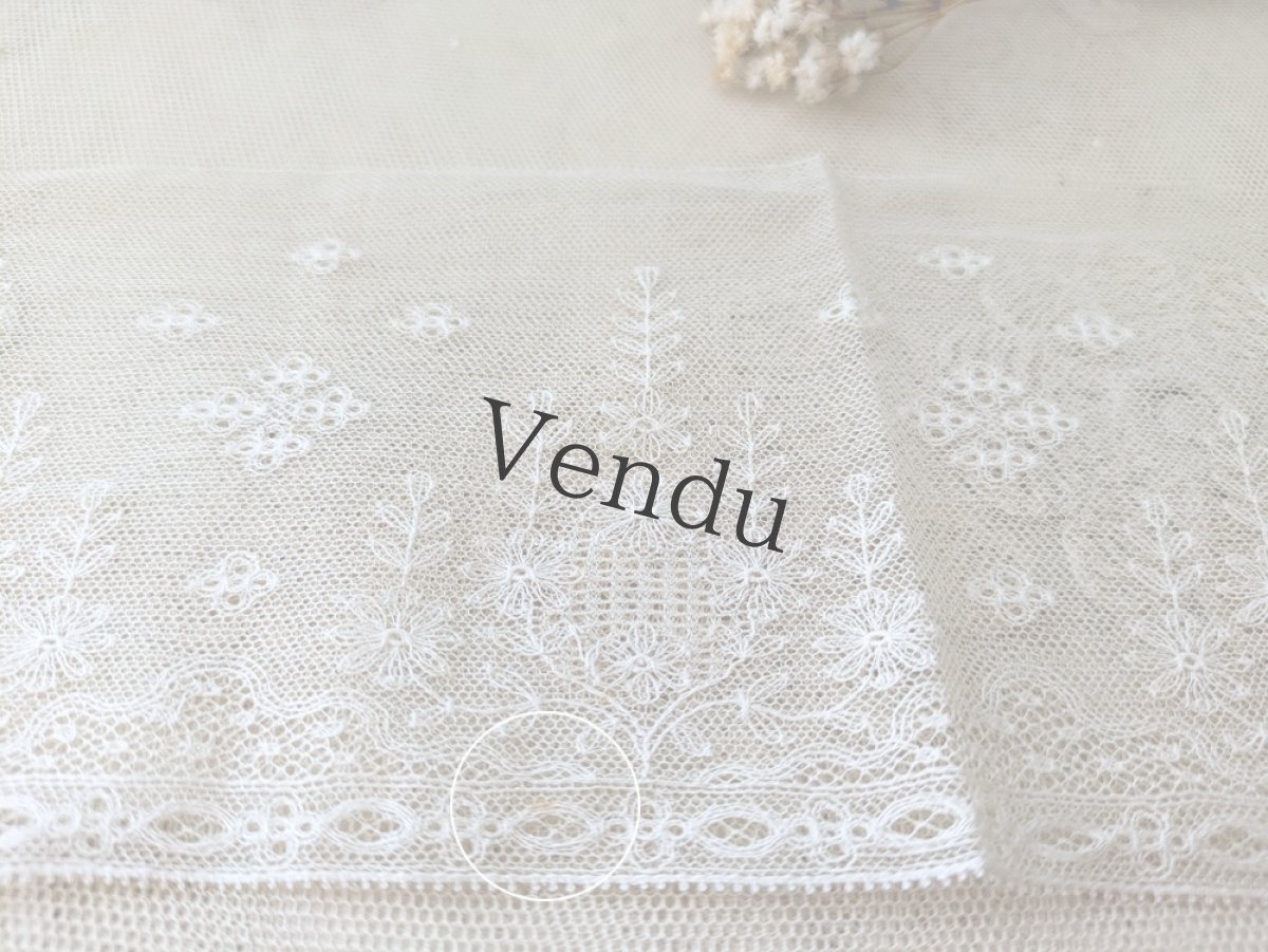 画像4: フランスヴィンテージ 幅広チュール刺繍レース 103cm (4)