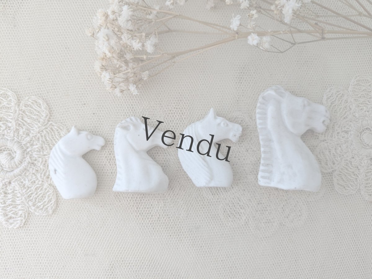 画像2: フランス 1910-1920年  ビスク／フェーブ 馬の頭 4頭セット (2)