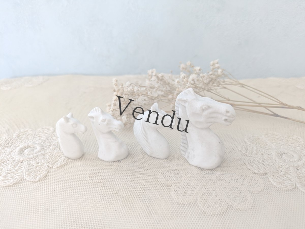 画像5: フランス 1910-1920年  ビスク／フェーブ 馬の頭 4頭セット (5)