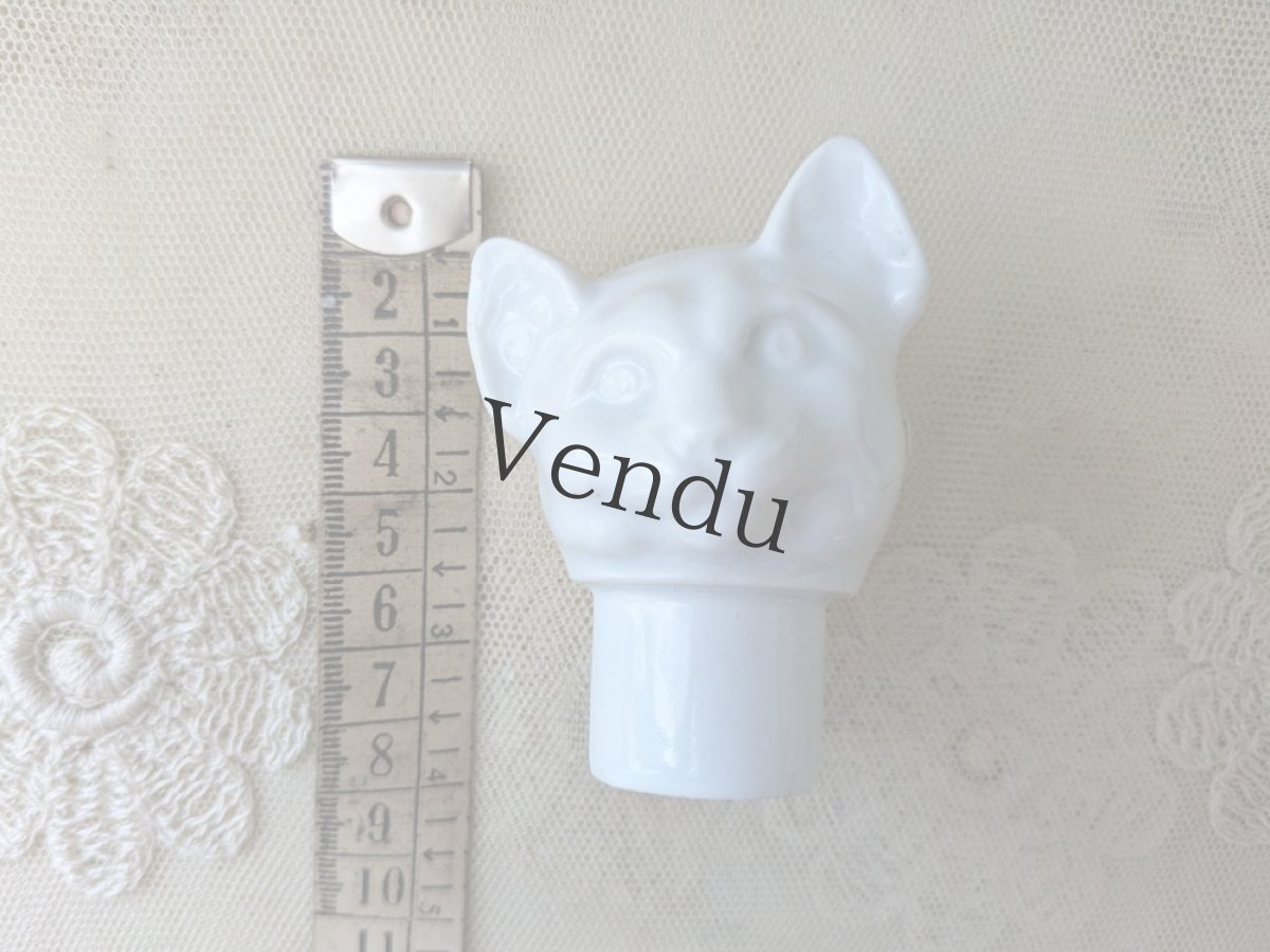 画像7: フランス 1910-1920年  ポーセリン ねこの頭 2体セット (7)