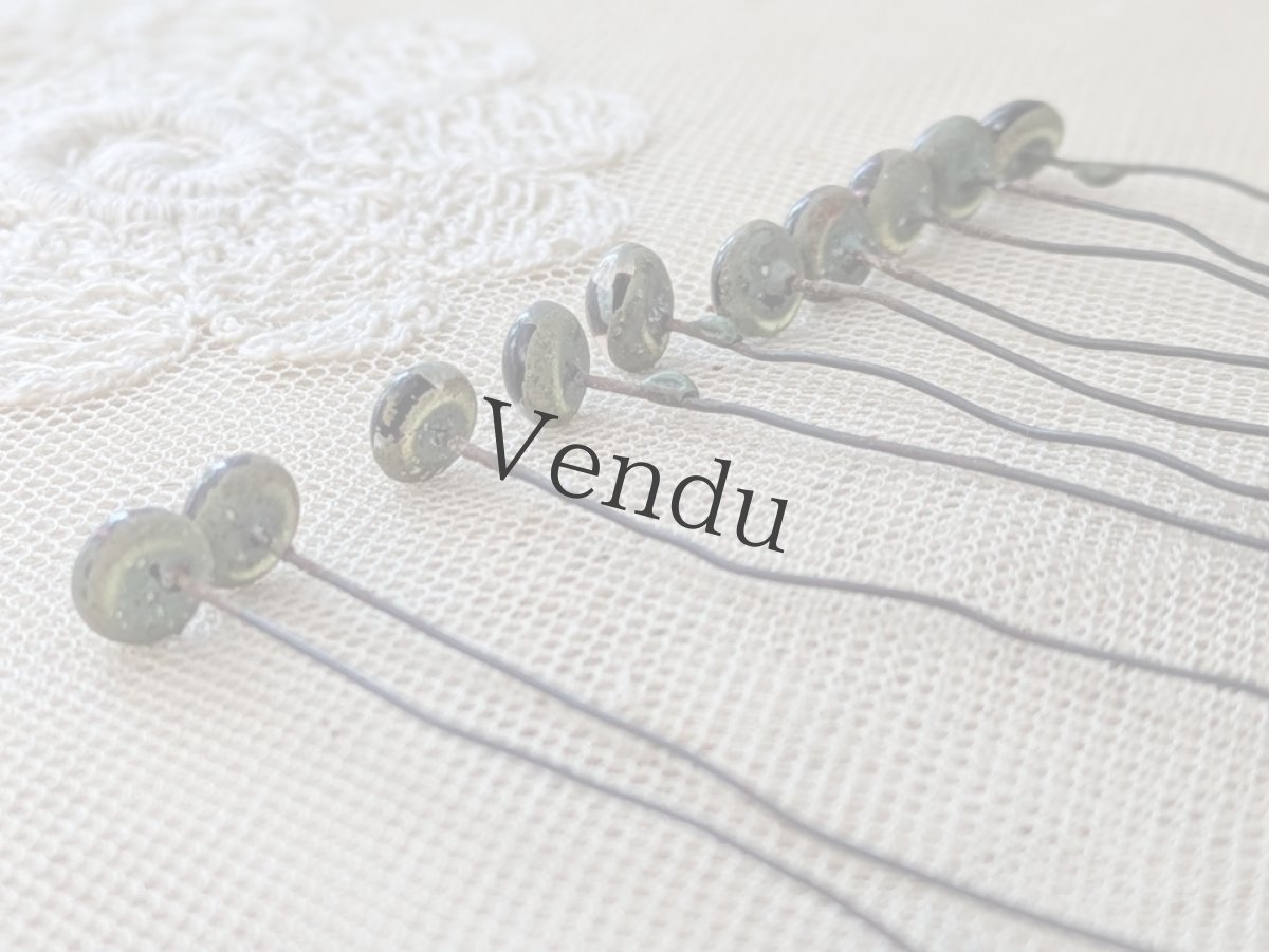 画像3: フランスヴィンテージ グラスアイ 5本セット／ペールグリーン6.5mm (3)