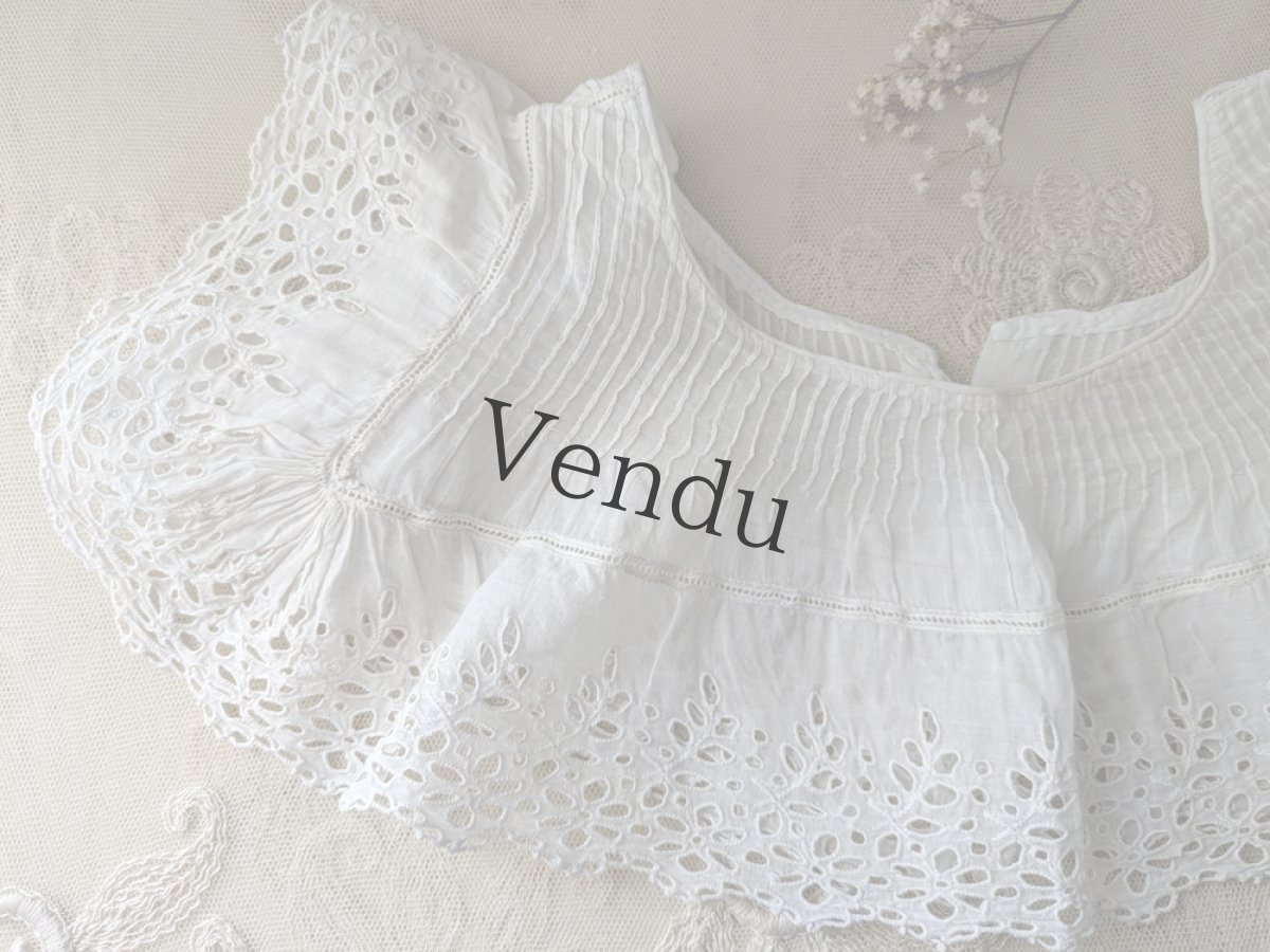 画像2: フランスアンティーク 　カットワーク刺繍のつけ襟 (2)