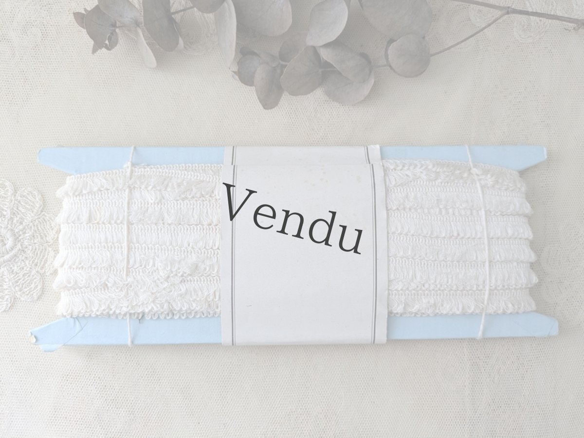 画像4: フランスヴィンテージ ラベル付きフリンジ エクリュ Pon.3809 (4)