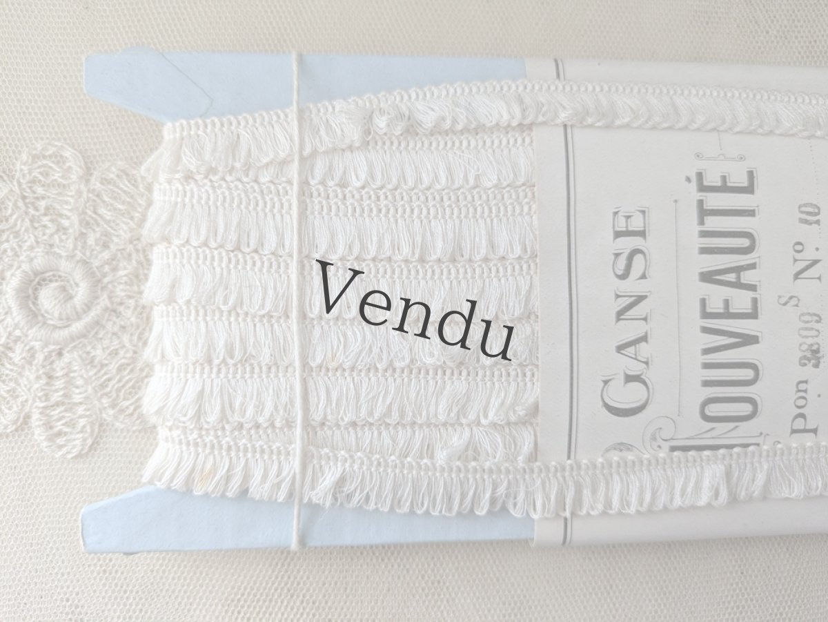 画像3: フランスヴィンテージ ラベル付きフリンジ エクリュ Pon.3809 (3)