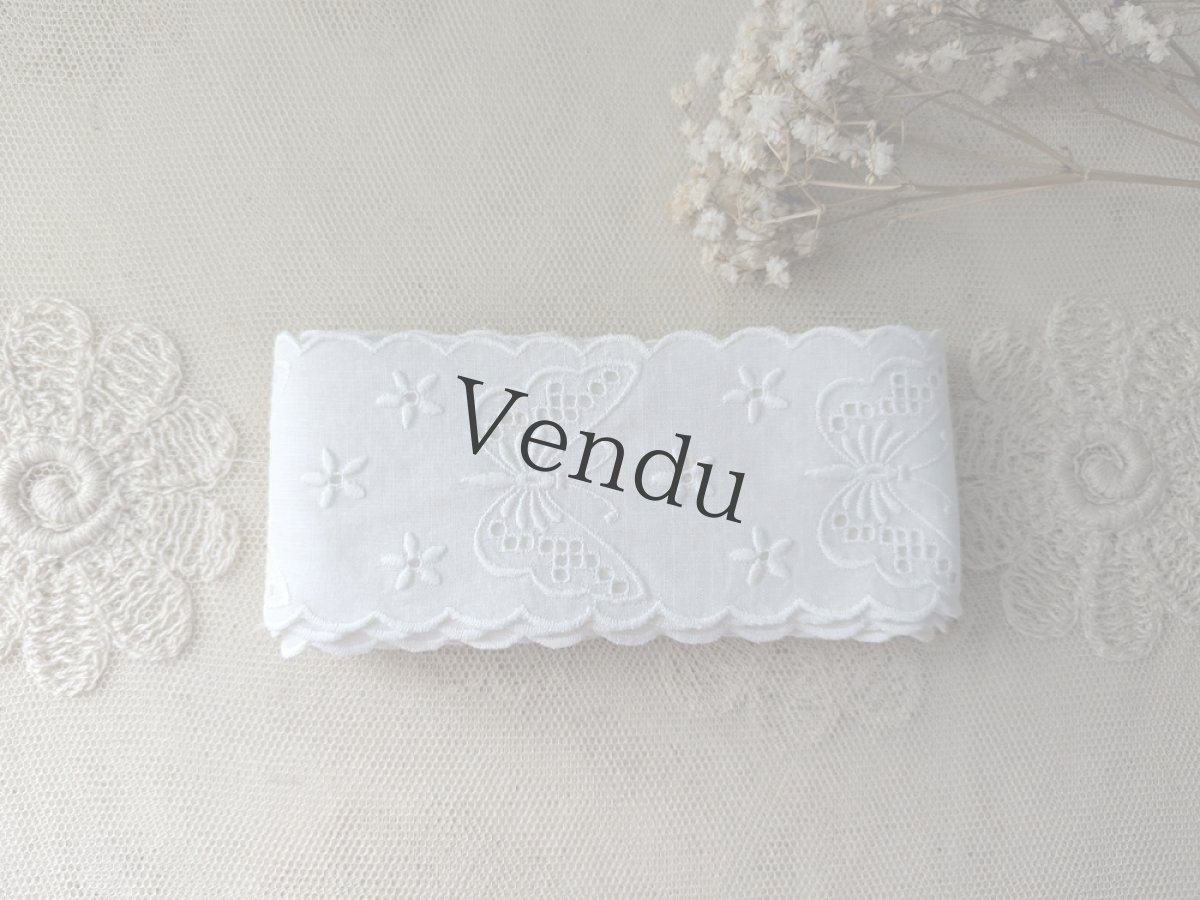 画像3: フランスヴィンテージ　刺繍スカラップレース 蝶 195cm (3)