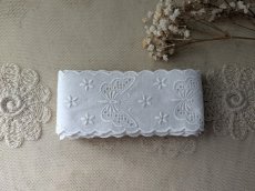 画像3: フランスヴィンテージ　刺繍スカラップレース 蝶 195cm (3)