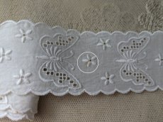 画像5: フランスヴィンテージ　刺繍スカラップレース 蝶 195cm (5)
