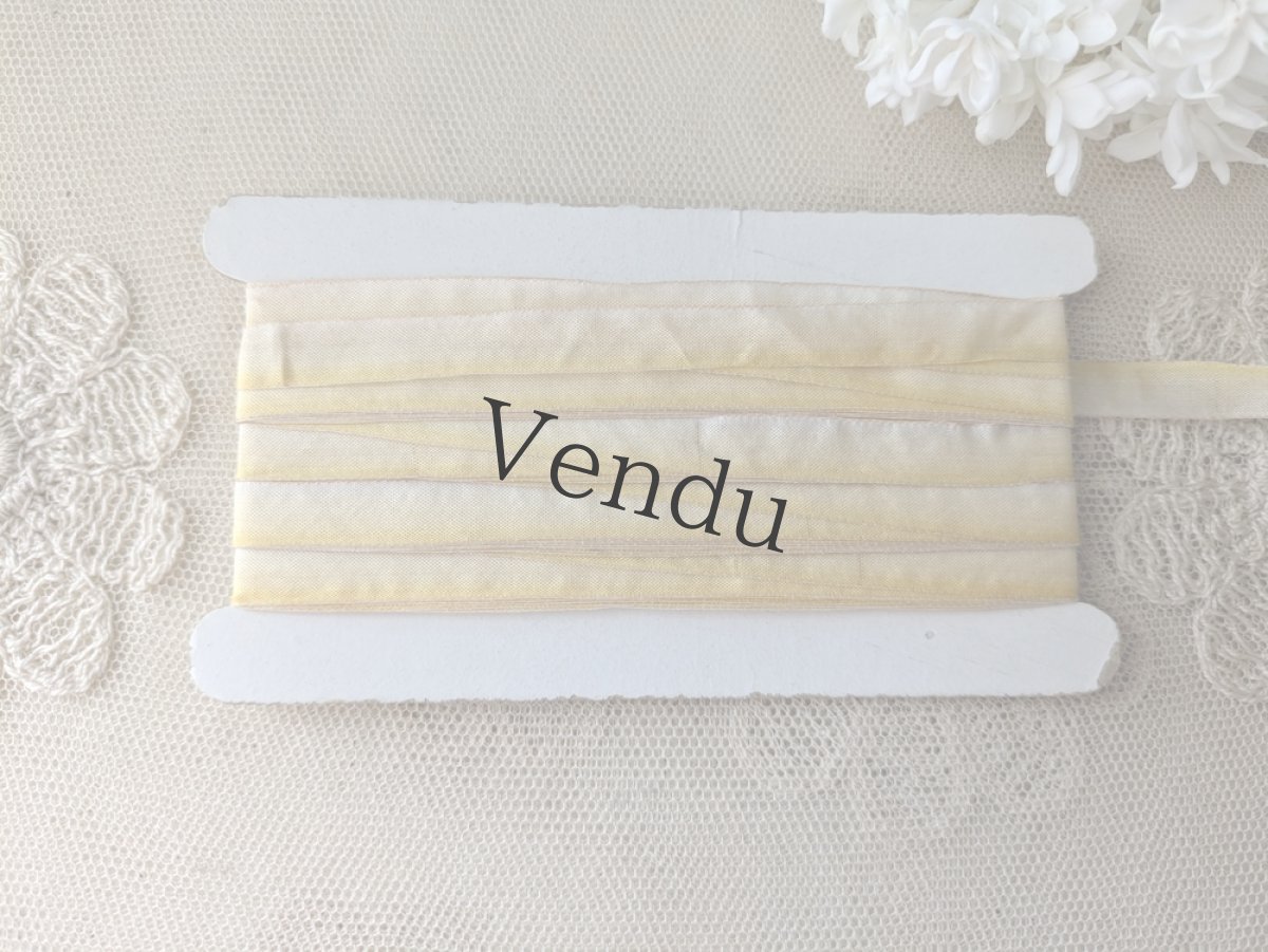 画像6: フランスアンティーク　台紙巻きシルクリボン イエローグラデ 785cm (6)