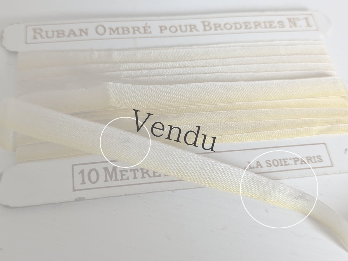画像7: フランスアンティーク　台紙巻きシルクリボン イエローグラデ 785cm (7)