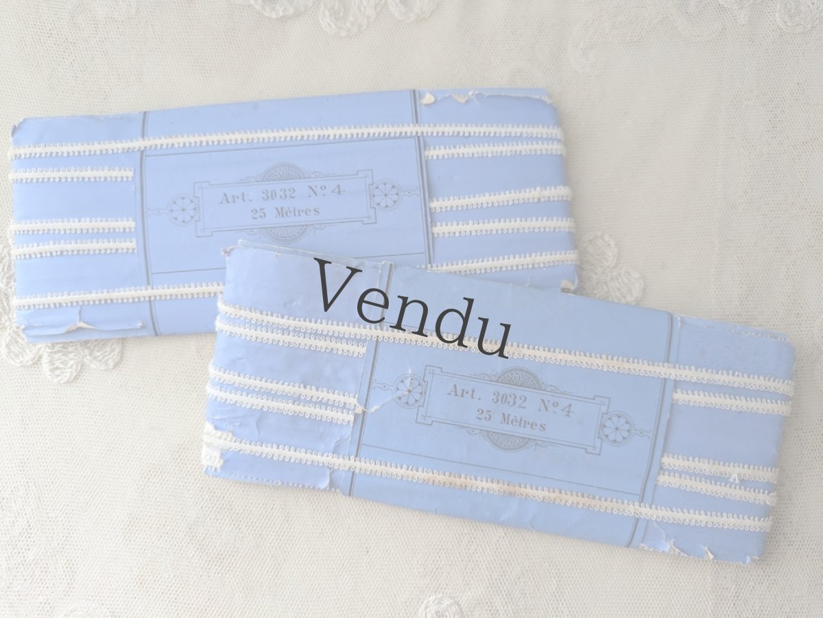 画像10: フランスアンティーク　ラベル付き極細5mm幅レースブレード (10)