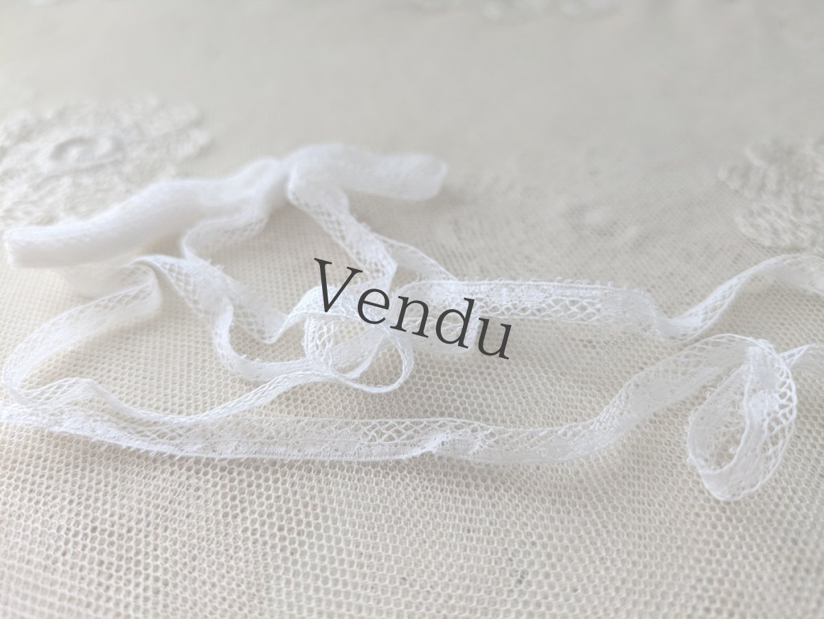 画像3: フランスヴィンテージ　極細6mm幅 チュールレース 157cm (3)