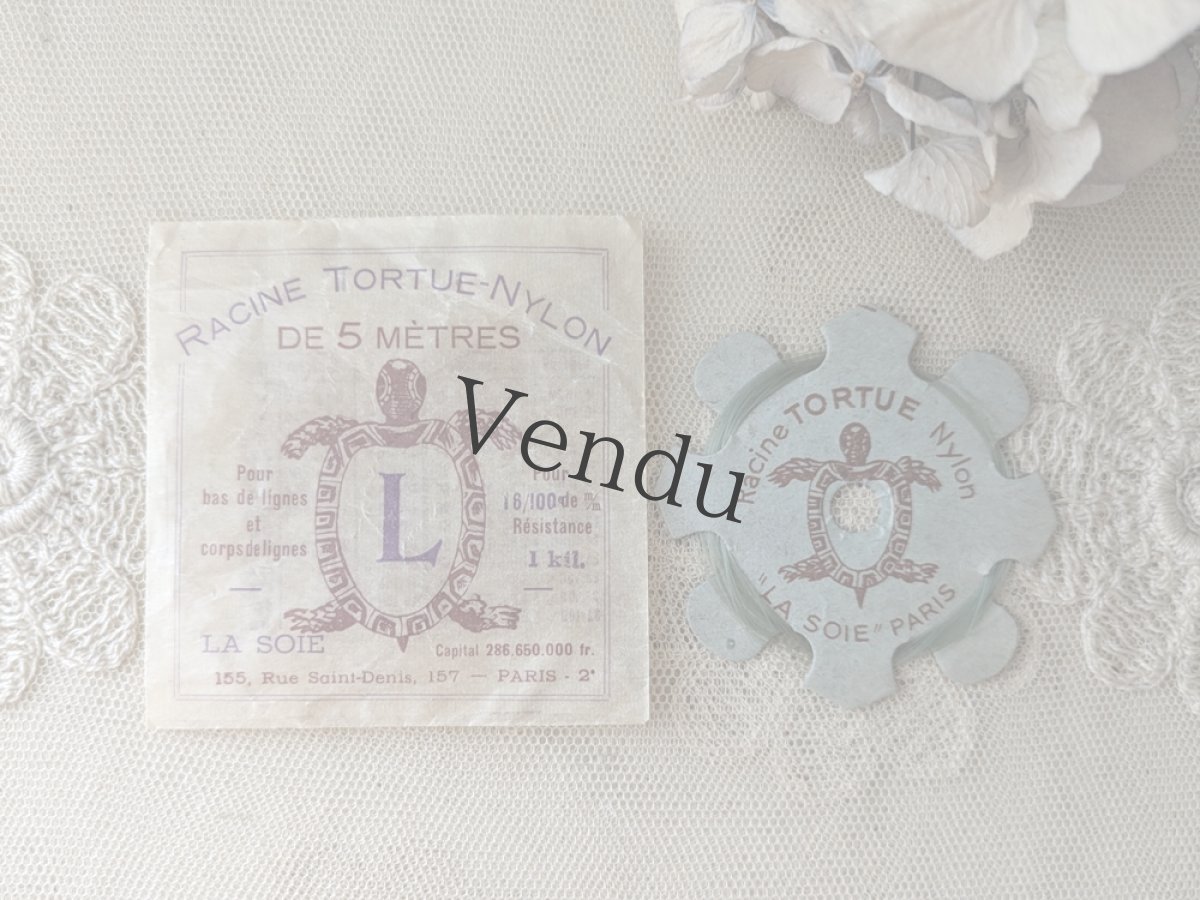 画像1: フランス 1940年代頃 ナイロン糸巻き RACINE TORTUE-NYLON (1)