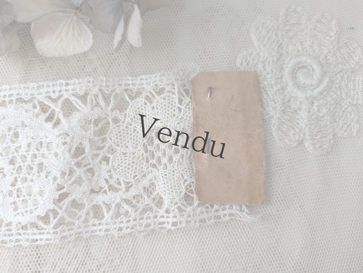 画像6: フランスアンティーク　タグ付き 手編みルピュイレース　サンプルセット C(2枚) (6)