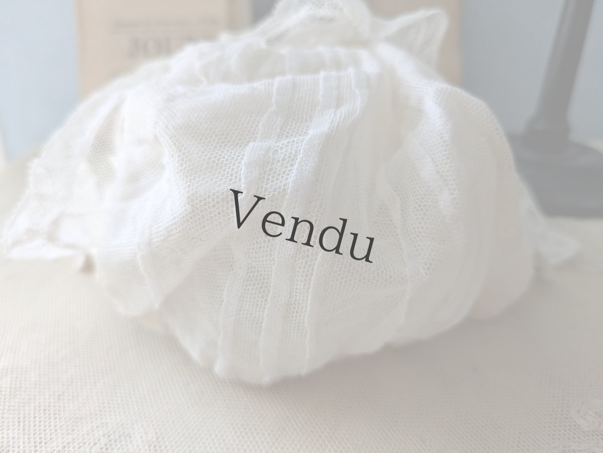 画像5: フランスヴィンテージ　レースと花モチーフのボネ (5)