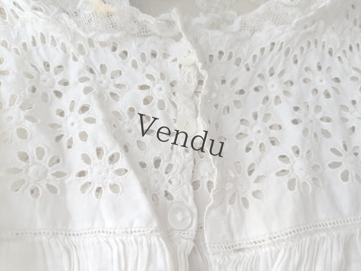 画像9: フランスヴィンテージ　べべのカットワーク刺繍ワンピース (9)