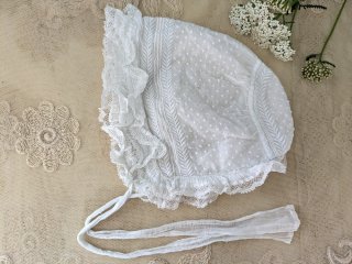 F♡フランスアンティーク♡蚤の市♡ ♡ピンク色シルクボネの