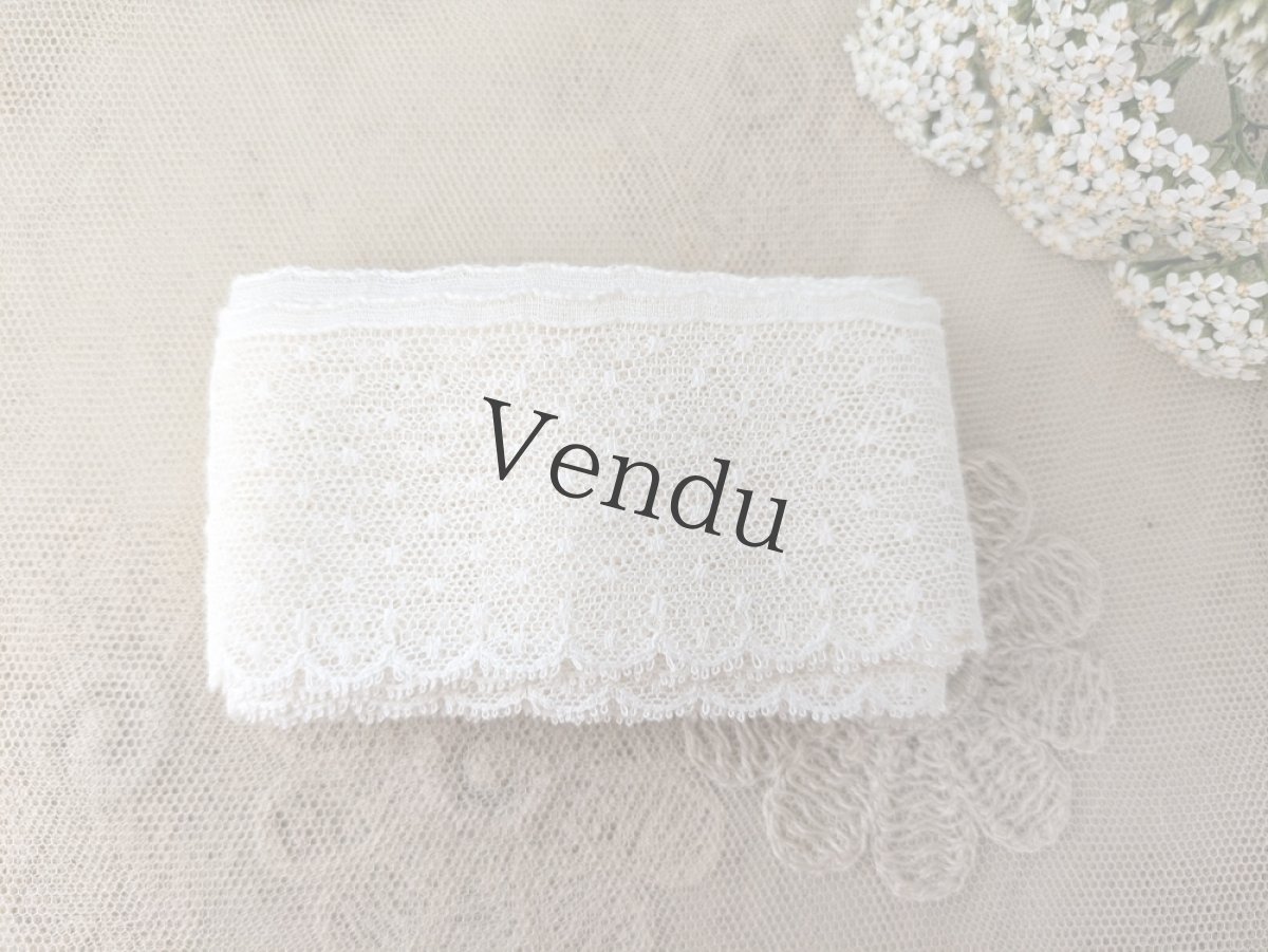 画像3: フランスヴィンテージ　チュールスカラップレース 水玉刺繍 50cm〜 (3)