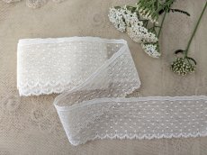 画像1: フランスヴィンテージ　チュールスカラップレース 水玉刺繍 50cm〜 (1)