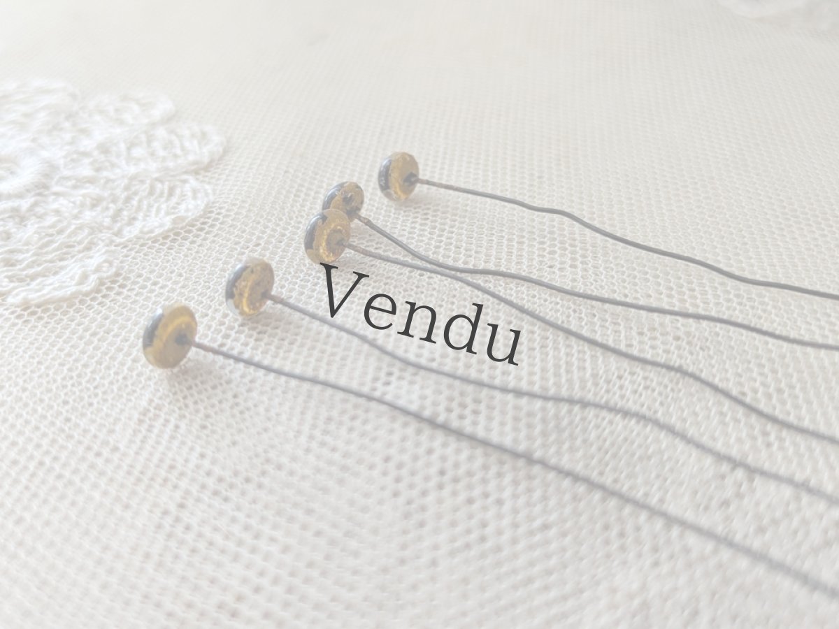 画像3: フランスヴィンテージ グラスアイ 5本セット／イエロー6mm (3)