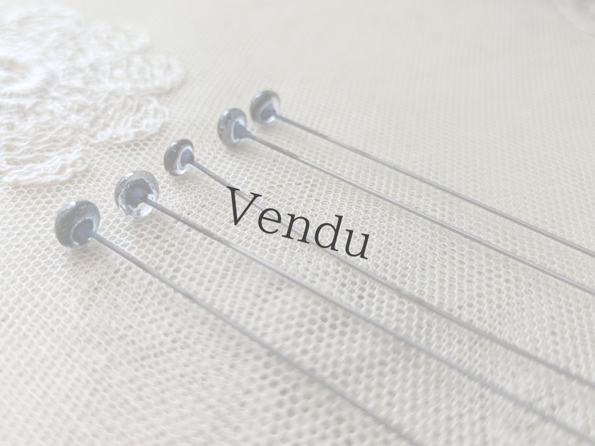 画像3: フランスヴィンテージ グラスアイ 5本セット／水色6mm (3)