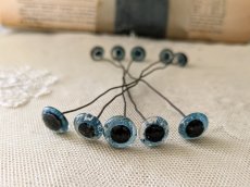 画像1: フランスヴィンテージ グラスアイ 5本セット／かすみブルー12.5mm (1)