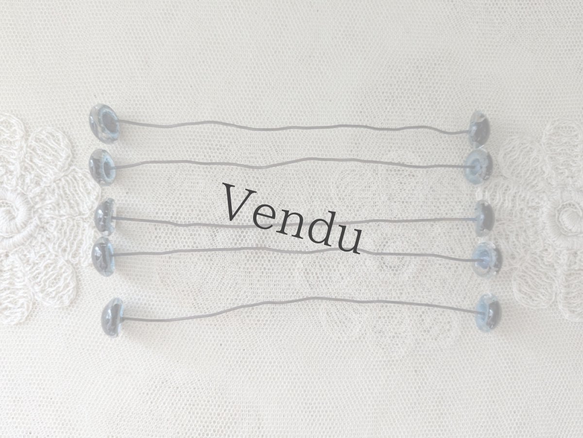 画像2: フランスヴィンテージ グラスアイ 5本セット／かすみブルー12.5mm (2)