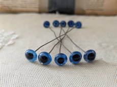 画像1: フランスヴィンテージ グラスアイ 5本セット／ブルー10.5mm (1)