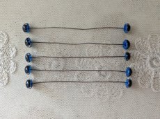画像2: フランスヴィンテージ グラスアイ 5本セット／ブルー10.5mm (2)