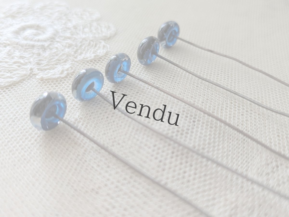 画像3: フランスヴィンテージ グラスアイ 5本セット／ブルー10.5mm (3)