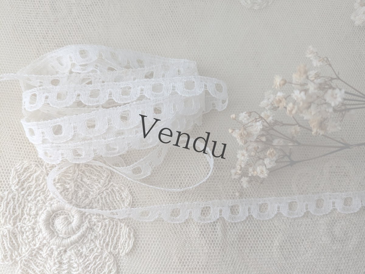 画像1: フランスヴィンテージ　スカラップレース 128cm (1)