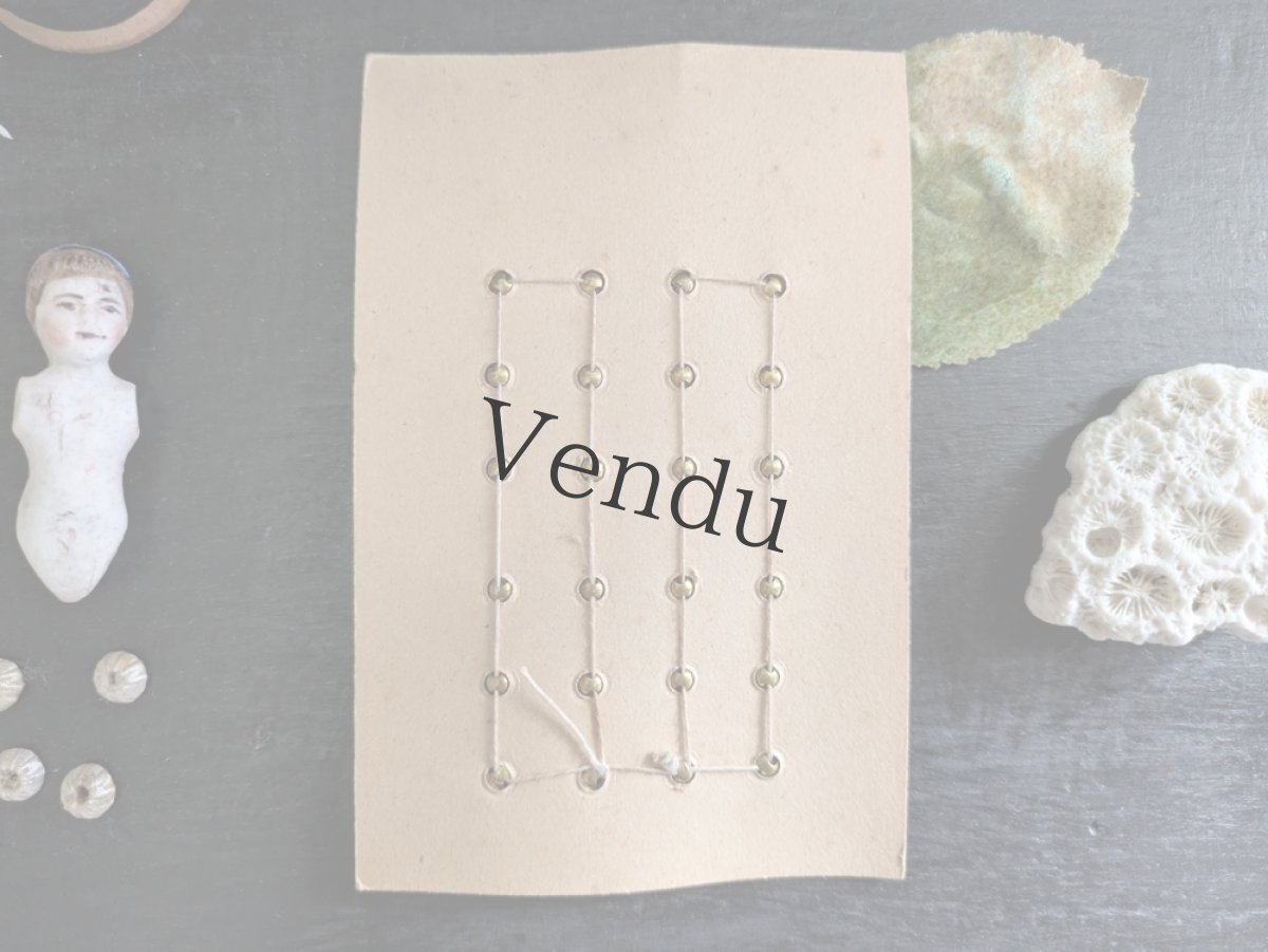 画像5: フランス 1900年前後 ゴールドメタル極小ボタンシート 六角形格子柄 8mm (5)