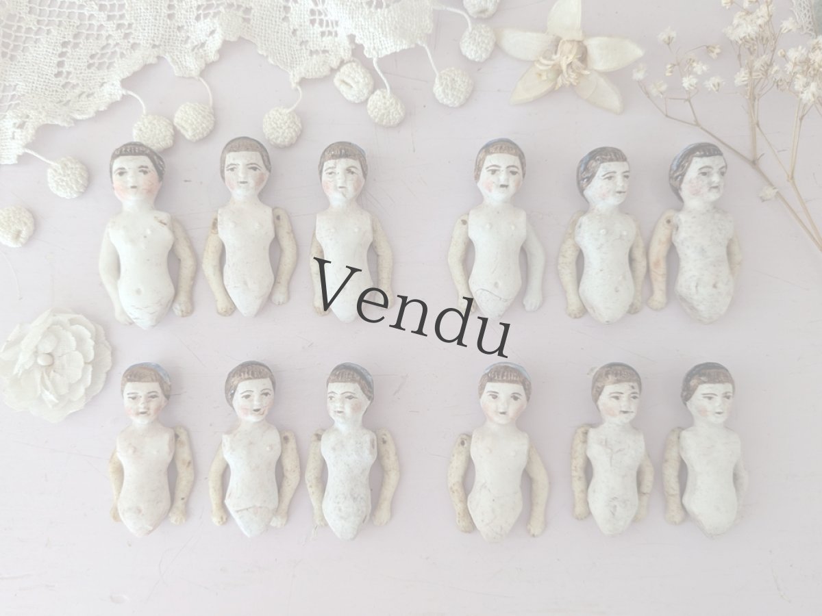 画像1: フランス 1910年前後  ビスクドール ミニョネット 3体セット (1)