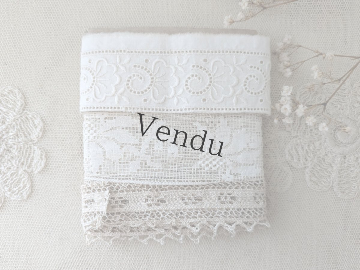 画像2: フランスヴィンテージ　台紙巻きレース3種セット (2)